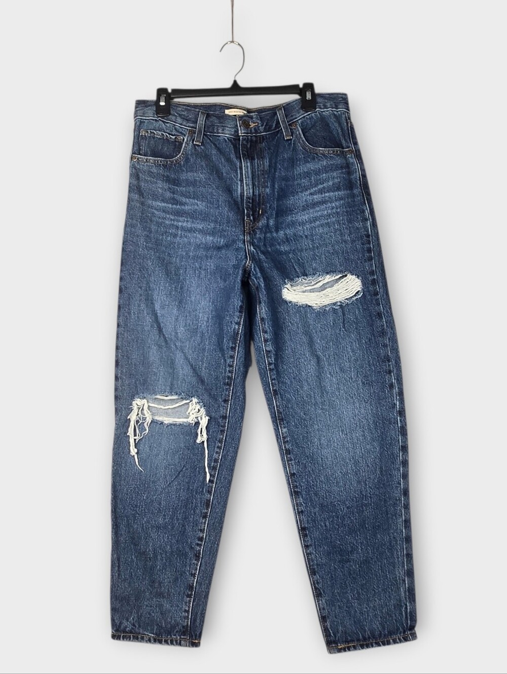 Levi's High Waisted Mom Jeans 100% Cotton Distressed Holes Womens Size 31 X 27